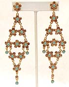 MULTI CRYSTAL FLOWER DECO DROP PARTY EARRING