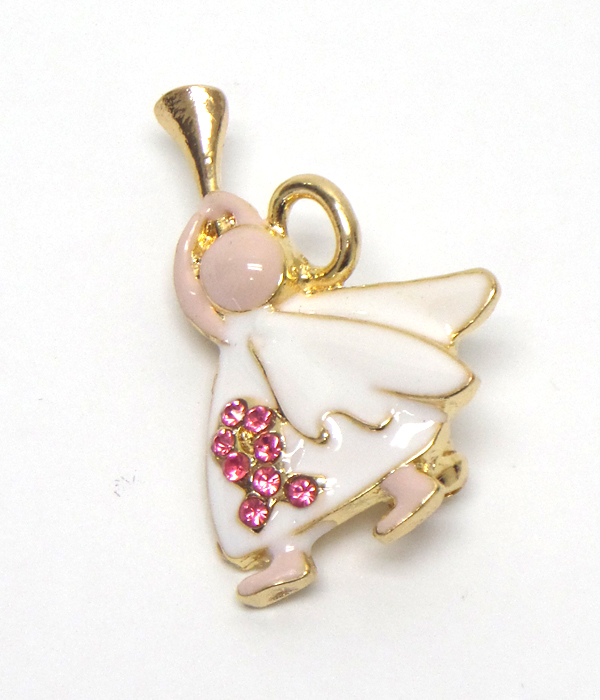 ANGEL WITH TRUMPET PINK RIBBON PIN
