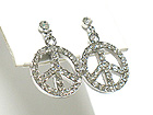 WHITE GOLD PLATING CRYSTAL PEACE MARK DROP EARRING