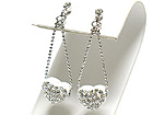 WHITE GOLD PLATING ENAMEL PUFFY HEART LONG DROP EARRING