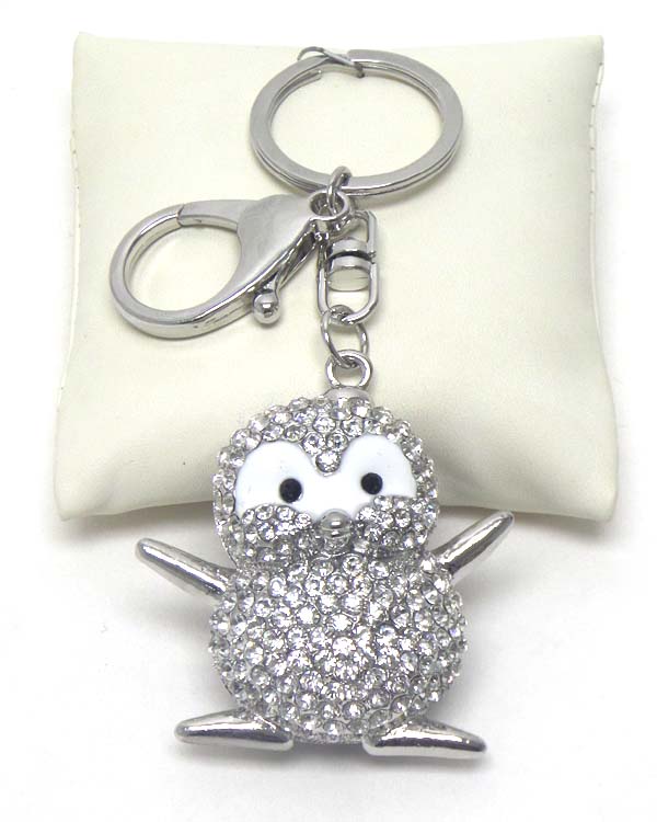 CRYSTAL AND EPOXY PENGUIN KEY CHAIN