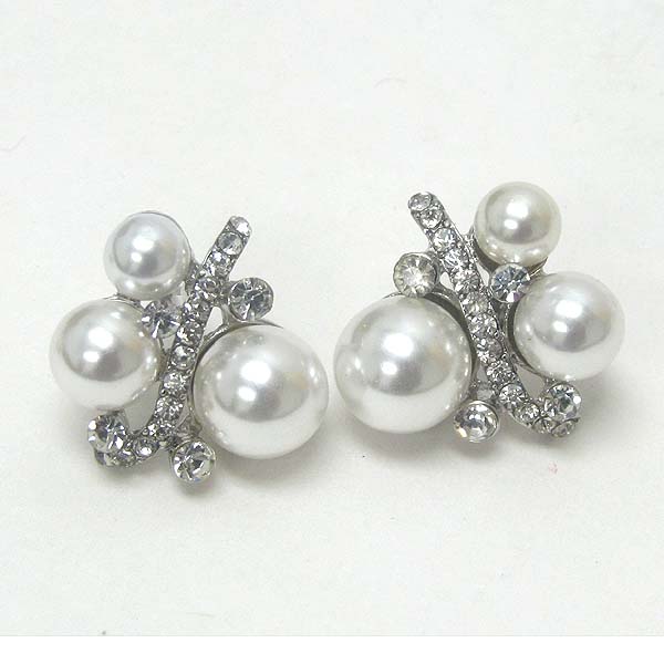 CRYSTAL AND PEARL MIX STUD EARRING