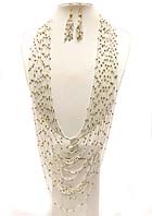 MULTI ACRYLIC BALL AND BRAIDED YARN NECKLACE SCARF