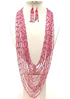 MULTI ACRYLIC BALL AND BRAIDED YARN NECKLACE SCARF