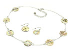 HAND PAINTED MULTI ROUND DISK NECKLACE AND EARRING SET