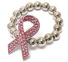 CRYSTAL PINK RIBBON STRETCH BRACELET