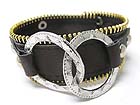 ZIPPER DESIGN METAL DECO LEATHER WRIST BAND