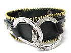 ZIPPER DESIGN METAL DECO LEATHER WRIST BAND