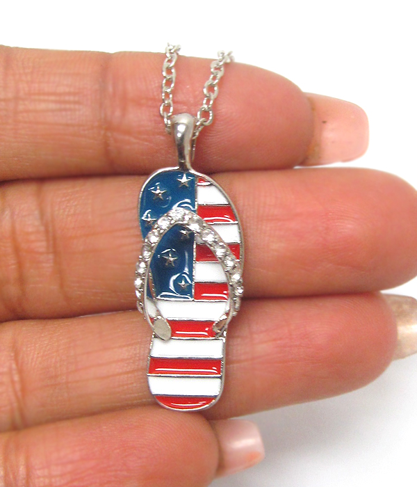 AMERICAN FLAG FLIPFLOP NECKLACE 
