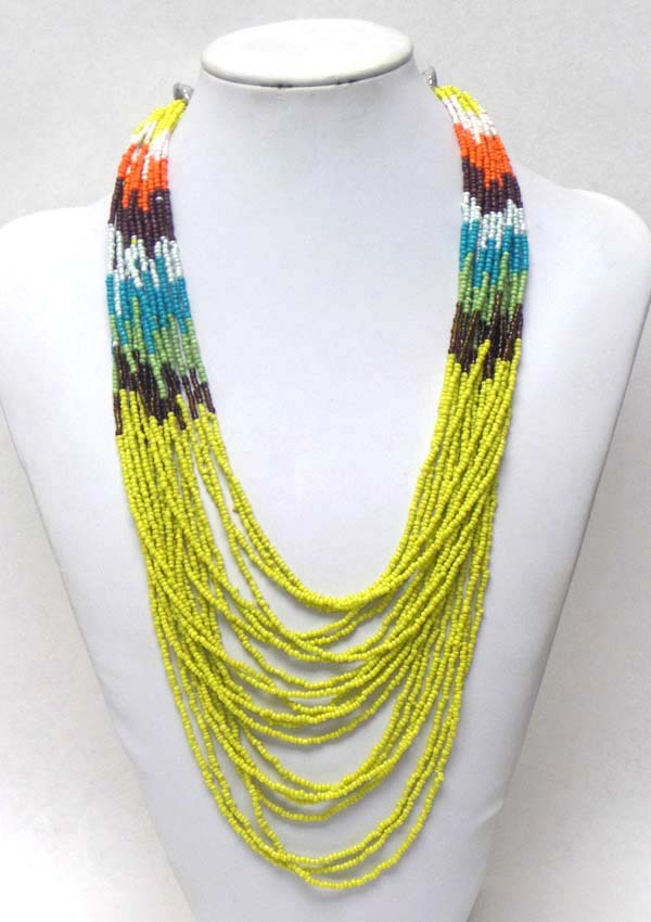 MULTI SEED BEAD CHAIN NECKLACE
