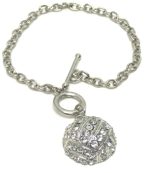PREMIER ELECTRO PLATING CRYSTAL VOLLEYBALL CHARM TOGGLE BRACELET