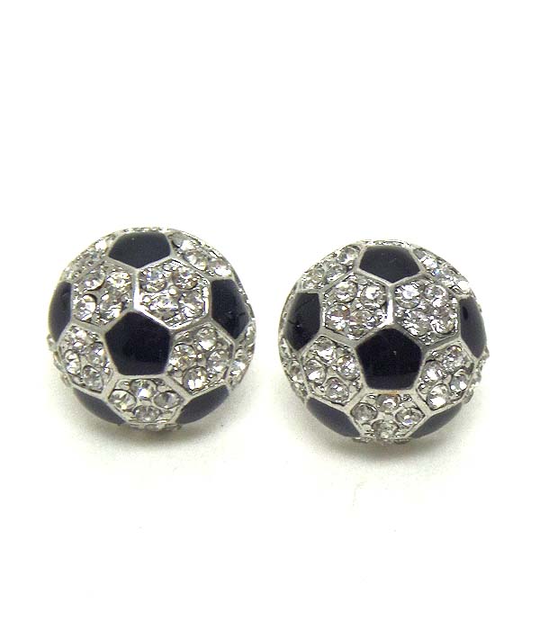 PREMIER ELECTRO PLATING CRYSTAL AND EPOXY SOCCER BALL STUD EARRING