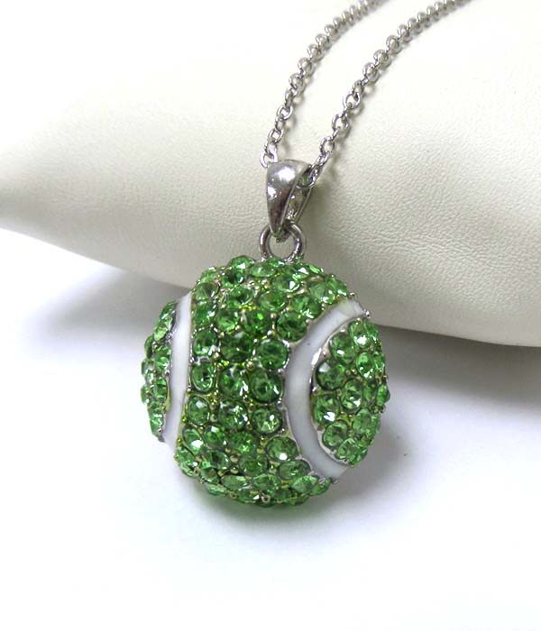 PREMIER ELECTRO PLATING CRYSTAL TENNIS BALL PENDANT NECKLACE