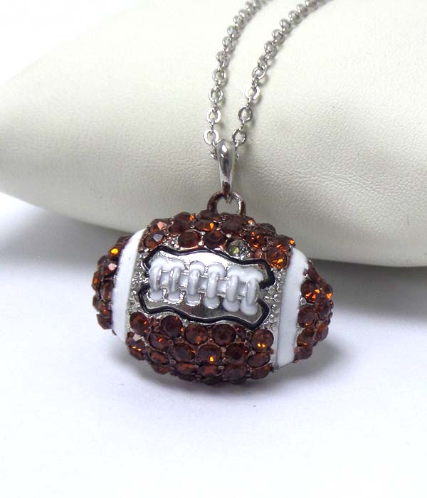 PREMIER ELECTRO PLATING CRYSTAL FOOTBALL PENDANT NECKLACE