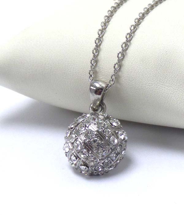 PREMIER ELECTRO PLATING CRYSTAL VOLLEYBALL PENDANT NECKLACE