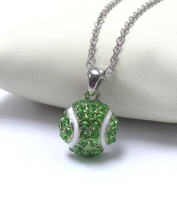 PREMIER ELECTRO PLATING CRYSTAL TENNIS BALL PENDANT NECKLACE