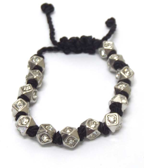 CUBE WITH RHINSTONES PULL AND TIE BRACELET