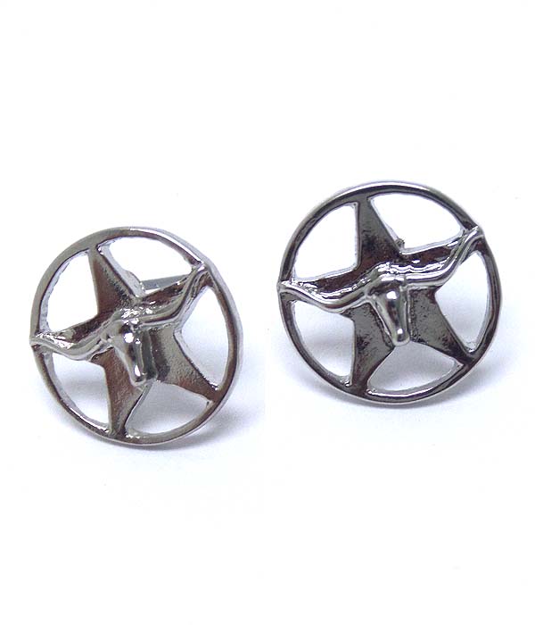PREMIER ELECTRO PLATING LONGHORN AND STAR STUD EARRING