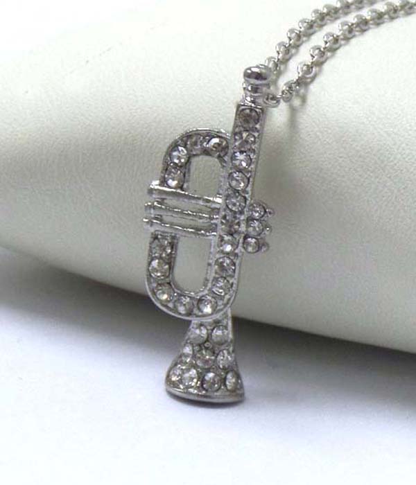 PREMIER ELECTRO PLATING CRYSTAL MUSIC INSTRUMENT PENDANT NECKLACE