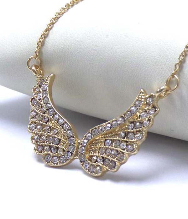 PREMIER ELECTRO PLATING CRYSTAL ANGEL WING NECKLACE