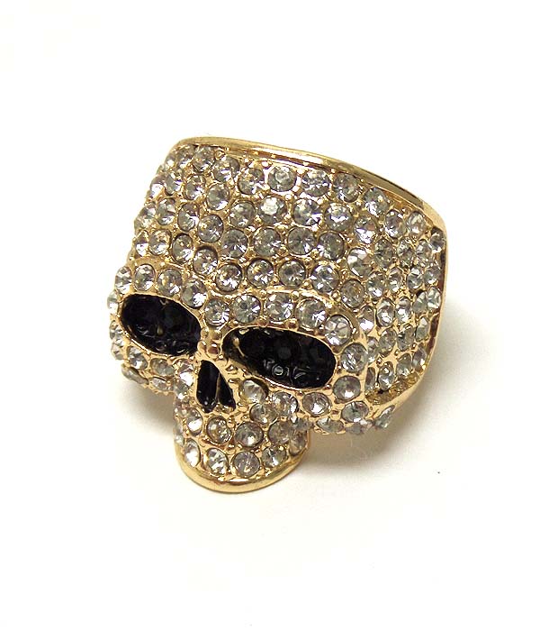 PREMIER ELECTRO PLATING CRYSTAL AND EPOXY SKULL STRETCH RING