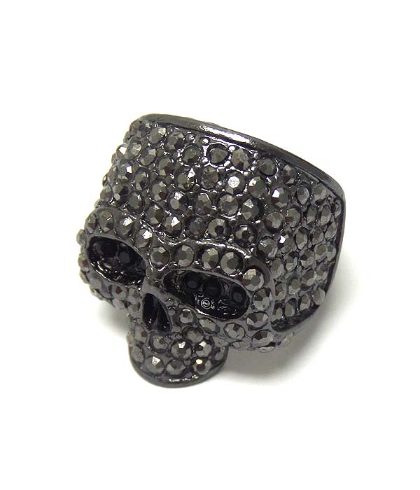 PREMIER ELECTRO PLATING CRYSTAL AND EPOXY SKULL STRETCH RING