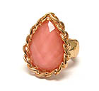 METAL TWIST CHAIN AND ON CENTER TEAR DROP FACET CUT GLASS STRETCH RING