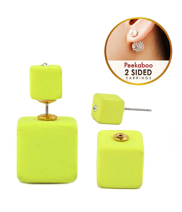 NEON CUBE DOUBLE SIDED FRONT AND BACK EARRINGS