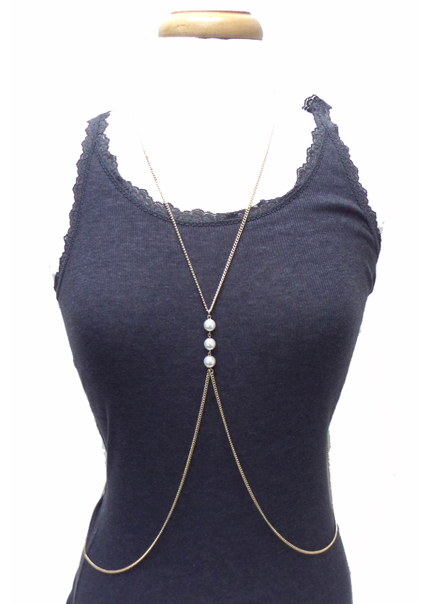 TWO LAYER CHAIN WITH PEARLS CENTER BODY CHAIN 