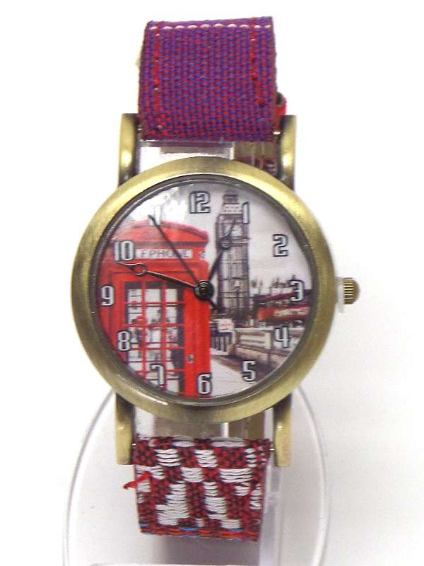 VINTAGE PICTURE FACE BOHO BAND WATCH - LONDON