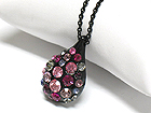 CRYSTAL STUD ENAMELED METAL TEAR DROP PENDANT NECKLACE