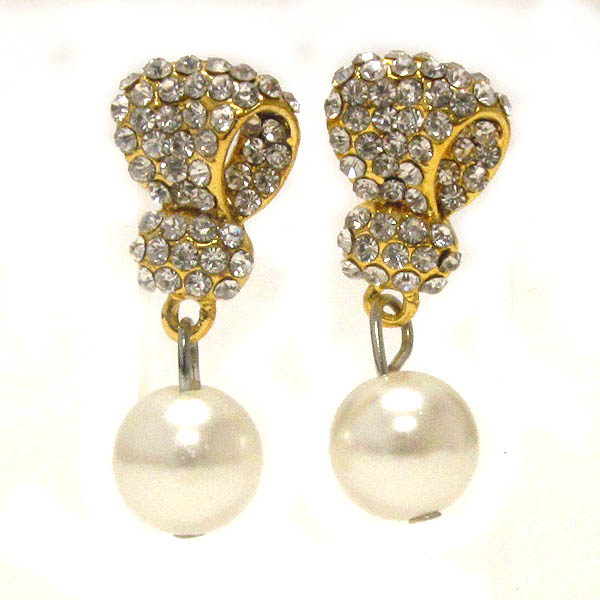 CRYSTAL AND PEARL DROP STUD EARRING