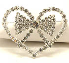 CRYSTAL RIBBON AND HEART BROOCH