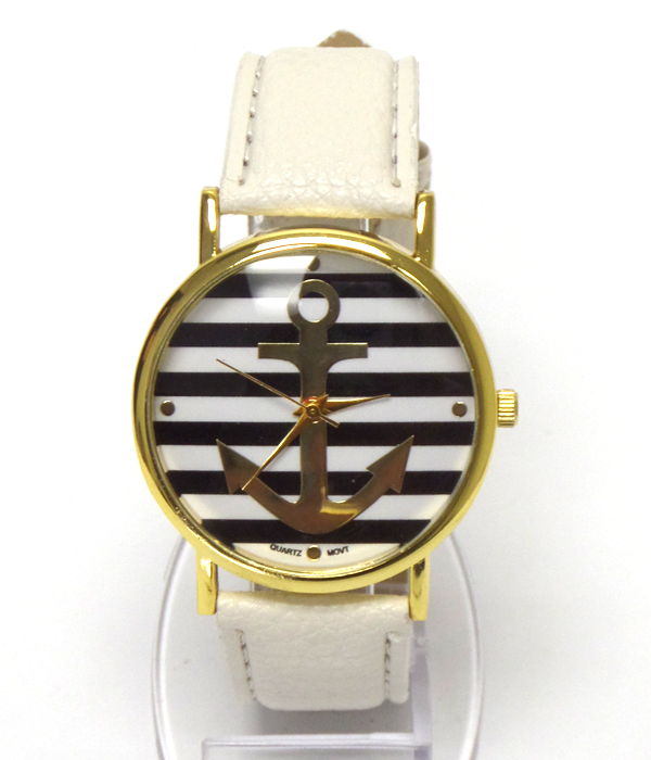 ANCHOR LEATHER BAND WRIST WATCH 