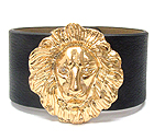 CRYSTAL EYED LION HEAD AND LEATHERETTE BAND RIHANNA STYLE BRACELET