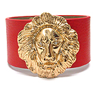 CRYSTAL EYED LION HEAD AND LEATHERETTE BAND RIHANNA STYLE BRACELET