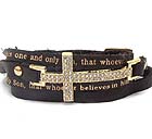 CRYSTAL CROSS AND LEATHERETTE MESSAGE WRAP BRACELET - JOHN 3:16