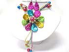 PEARL AND SHELL DECO FLOWER PENDANT NECKLACE EARRING SET