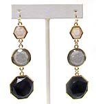 FACET AND GLITTERING STONE TRIPLE DROP EARRING