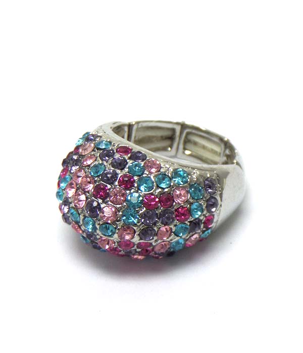 CRYSTAL PAVE PUFFY TOP STRETCH RING