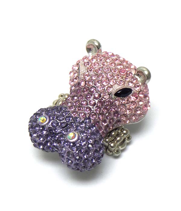 LARGE CRYSTAL STUD HIPPO STRETCH RING