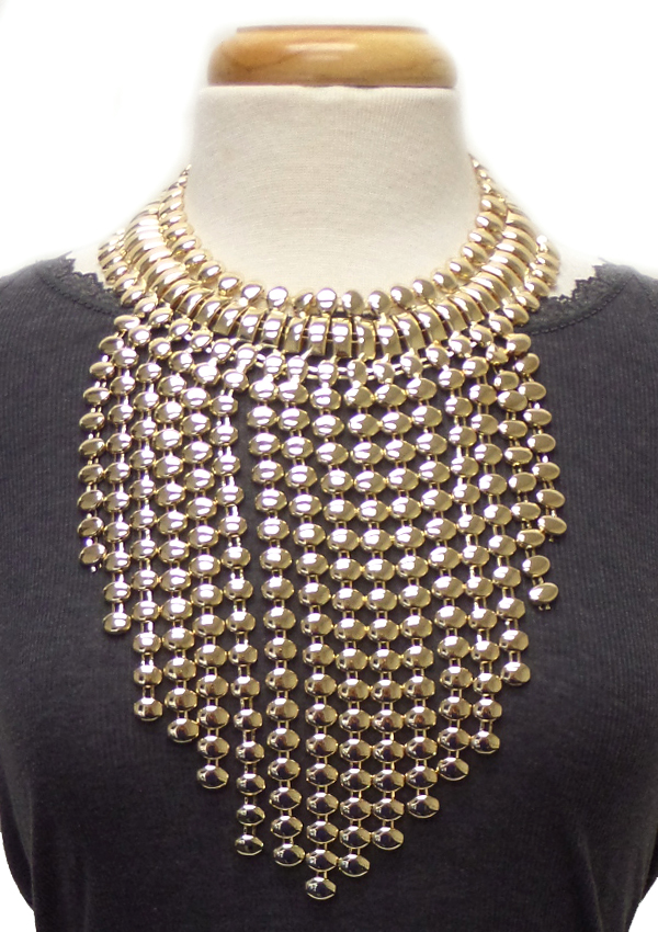 MULTI DISK CHAIN DROP STATEMENT NECKLACE
