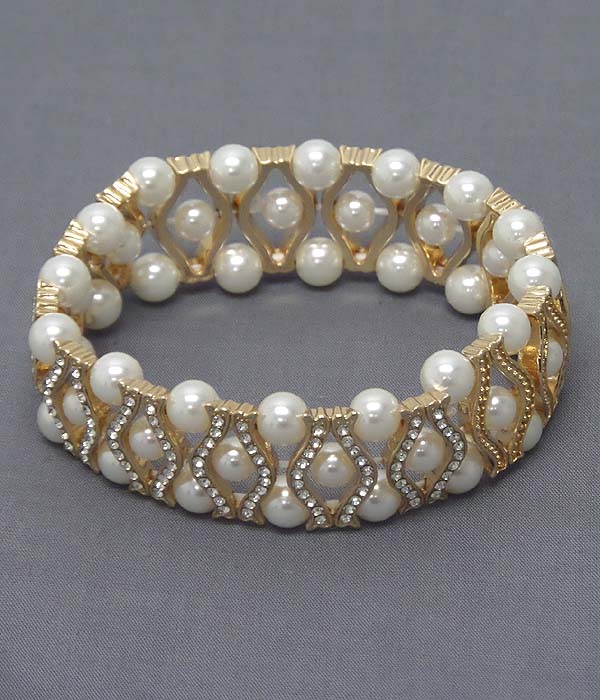 CRYSTAL AND PEARL MIX STRETCH BRACELET