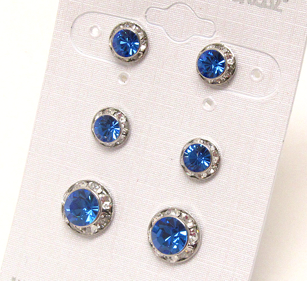 SWAROVSKI CRYSTAL DECO RONDELLE POST EARRING SET OF 3 - MADE IN USA
