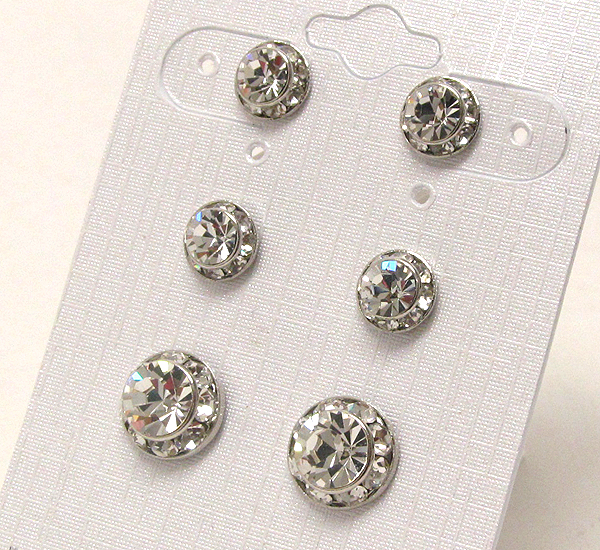 SWAROVSKI CRYSTAL DECO RONDELLE POST EARRING SET OF 3 - MADE IN USA