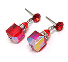 SQUARE SWAROVSKI CRYTAL AND RONDELLE DROP EARRING - MADE IN USA