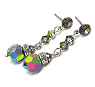 SWAROVSKI CRYSTAL BALL AND RONDELLE DROP EARRING - MADE IN USA
