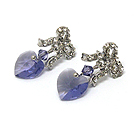 SWAROVSKI CRYTAL HEART AND RIBBON DROP EARRING - MADE IN USA