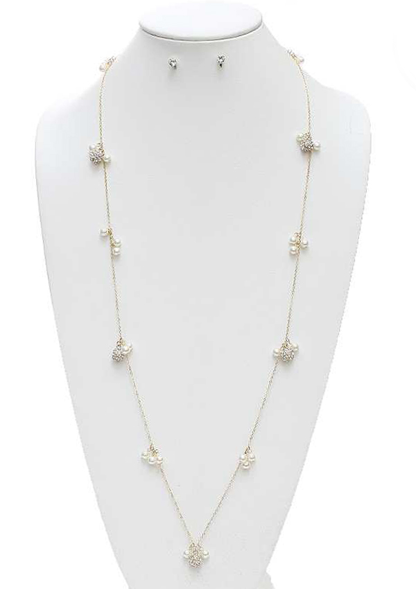 GENUINE FRESH WATER PEARL MIX LONG STATION NECKLACE SET