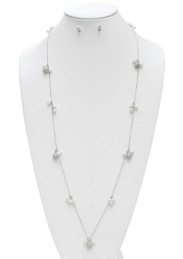 GENUINE FRESH WATER PEARL MIX LONG STATION NECKLACE SET